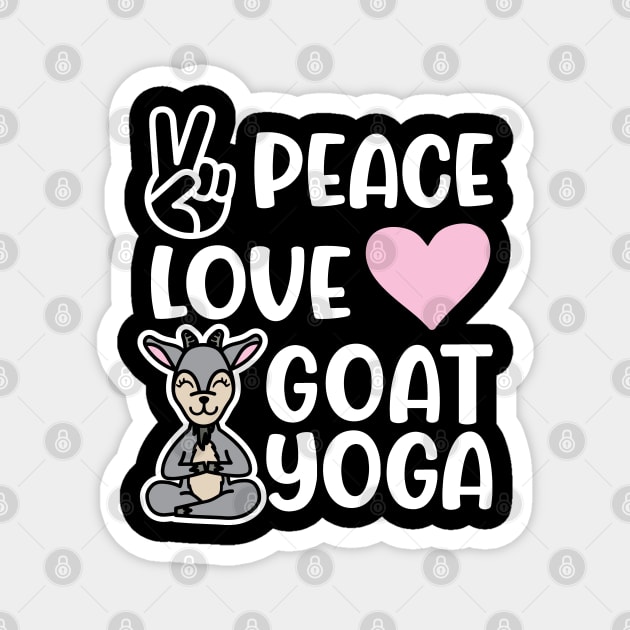 Peace Love and Goat Yoga Fitness Funny Magnet by GlimmerDesigns