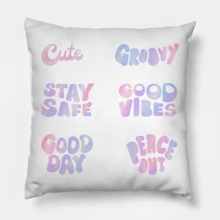 Gradient Holo Retro Vintage Typography Set Pillow