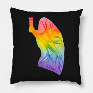 Watercolor Rainbow Lung (dark) Pillow