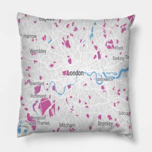 London purple/white map Pillow