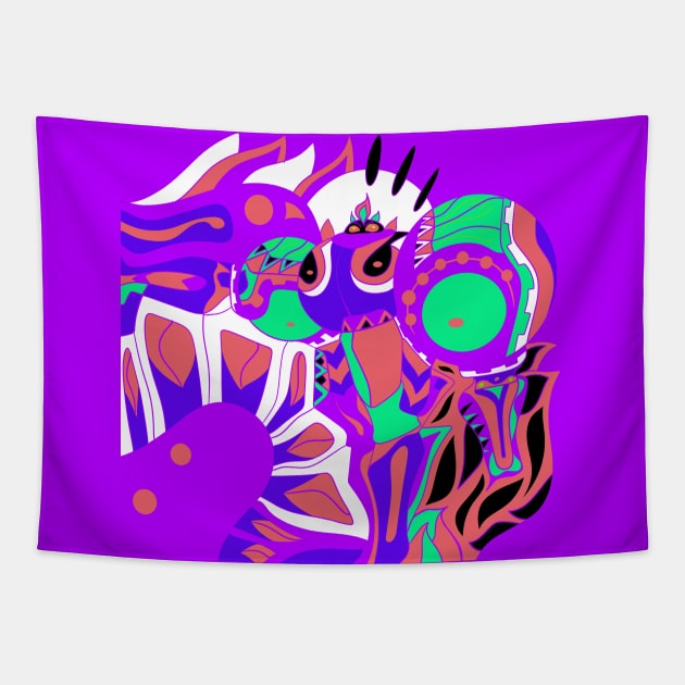 kitsch pink minimal robot ecopop Tapestry by jorge_lebeau