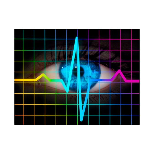 Computer artwork of heartbeat ECG and human eye (P420/0321) by SciencePhoto