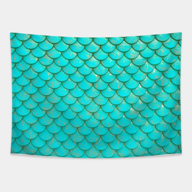 Mermaid Scales Aqua Tapestry by AKdesign