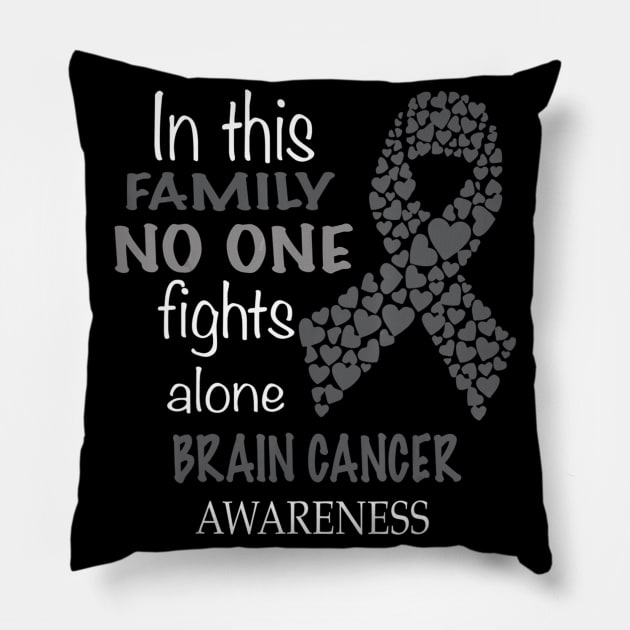 in this family no one fights brain cancer alone Pillow by Antoniusvermeu