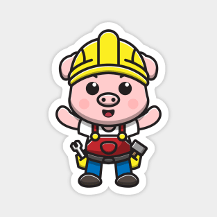 construction worker pig Magnet