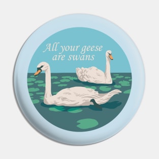 Two Swans swimming Pin