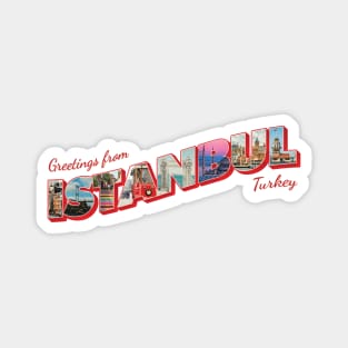 Greetings from Istanbul in Turkey Vintage style retro souvenir Magnet