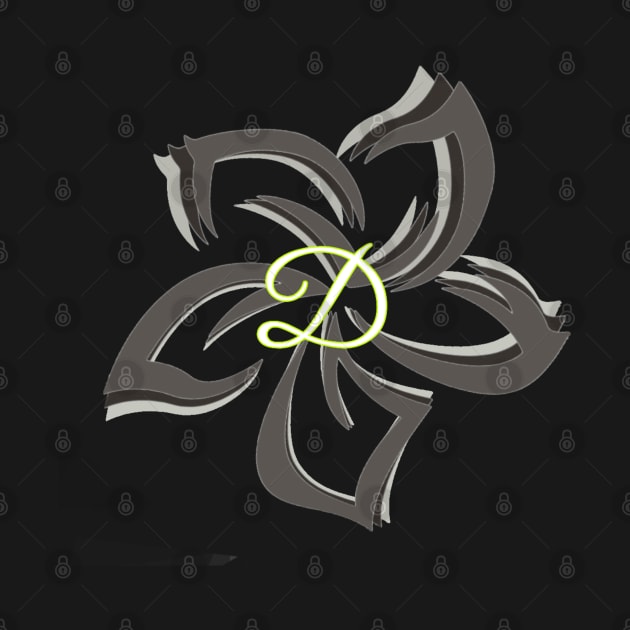 The letter D on a tribal plumeria by junochaos
