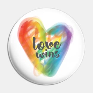 Rainbow Flag Love Wins Heart LGBT Quote Pin