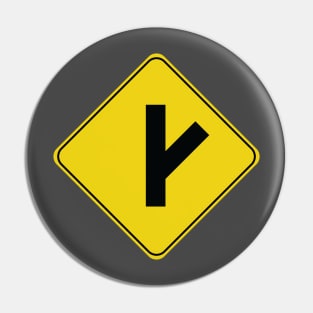 Caution Road Sign Slanting Intersection Pin