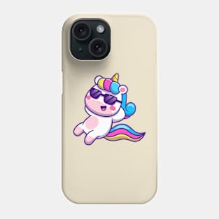 Cute Unicorn Relaxing Wearing Glasses Cartoon Phone Case