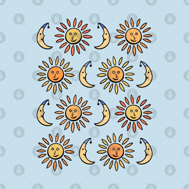 Cute Sun and Moon Pattern by Davey's Designs