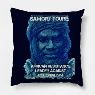 African History Samory Touré Resistance Leader Against Colonialism Blue Pillow