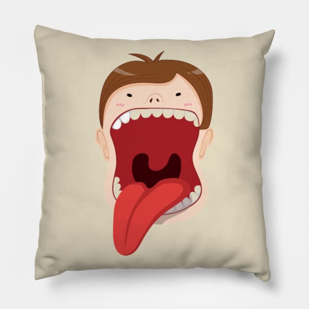 Mouth, Face And Tongue Combined Pillow by Graffix