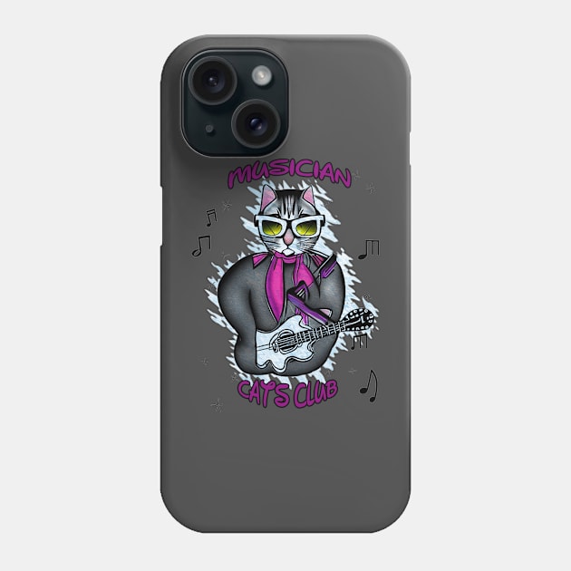 Street musician cat / Musician Cats Club Phone Case by MusicianCatsClub