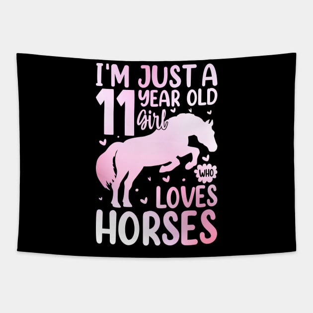 11th Birthday Horse Design for 11 Year Old Girls Tapestry by Nostalgia Trip