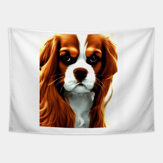 Cavalier King Charles Spaniel blenheim anime Tapestry by Wanderingangel