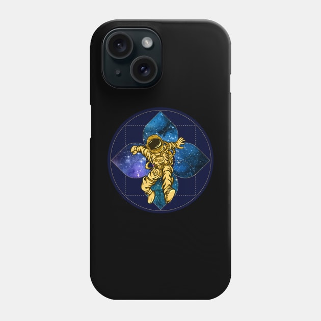 Sacred Geometry Leaping Astronaut Phone Case by GreenSleevedesigns