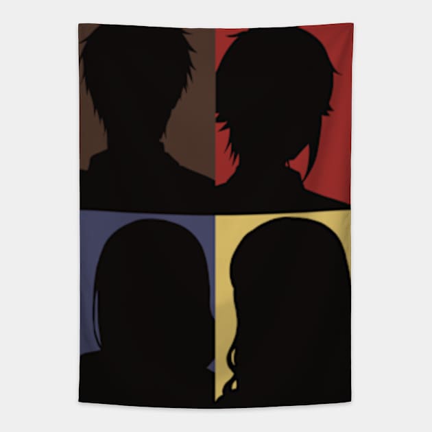 Tomo-chan Is a Girl or Tomo-chan wa Onnanoko Anime Charactcers in Silhouette Vintage Merch Design Tapestry by Animangapoi