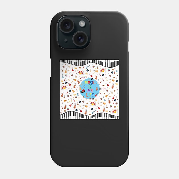 Music is my life (blanco) Phone Case by redumbrellashop