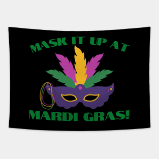 Mask It Up at Mardi Gras 2021 Carnival Tapestry