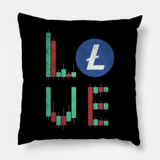 Vintage LOVE Stock Chart Litecoin LTC Coin Valentine Crypto Token Cryptocurrency Blockchain Wallet Birthday Gift For Men Women Kids Pillow