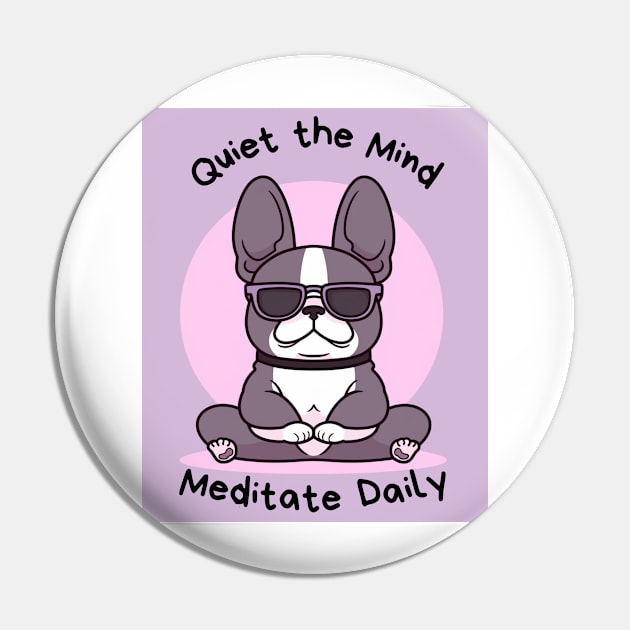 Kawaii Cute Yoga Meditating bullgod Pin by AdaMazingDesign