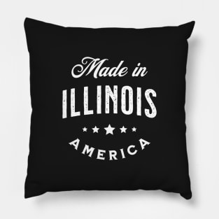 Made In Illinois, USA - Vintage Logo Text Design Pillow