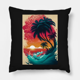 Sunset Palm Pillow