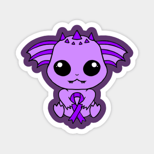 Cute Creature Holding an Awareness Ribbon (Purple) Magnet