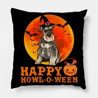 Funny Miniature Schnauzer Dog Halloween Happy Howl O Ween Pillow