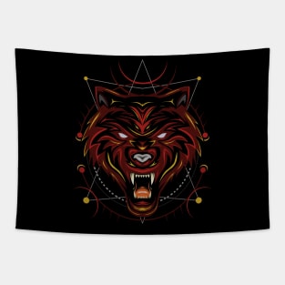 angry wolves face Tapestry