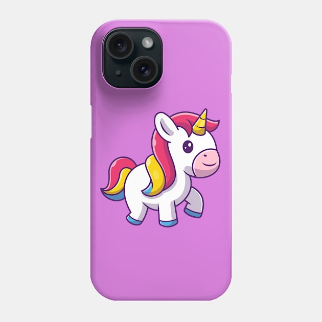 Cute Unicorn Walking Cartoon Phone Case by Catalyst Labs