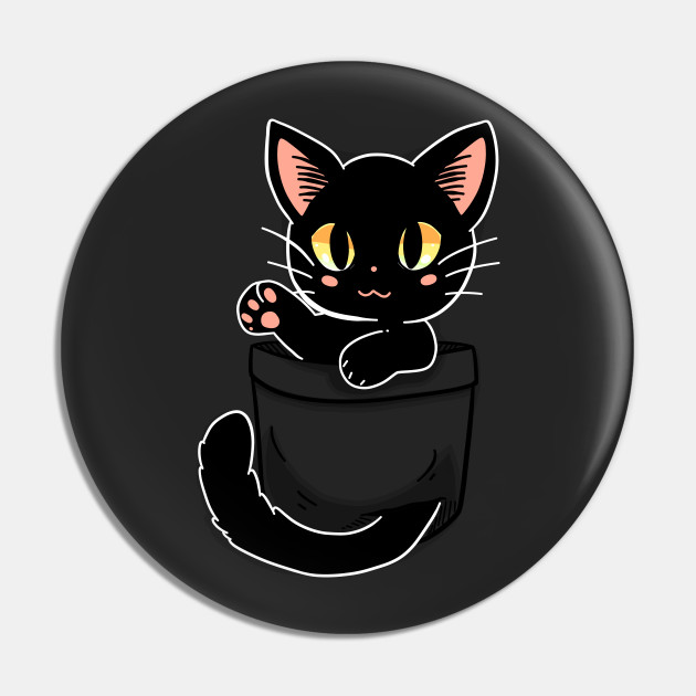 Pocket Cute Black Cat Black Cat Pin Teepublic