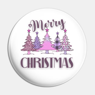 Merry Christmas pink plaid tree Pin