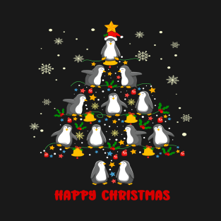 Happy Christmas Penguins Tree. T-Shirt