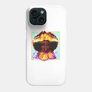 Afro beauty beautiful black girl with Afro hair, brown eyes and dark brown skin Phone Case