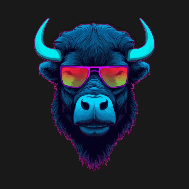 Retro Synth Style Buffalo Bison Buffalooooo by Brobocop