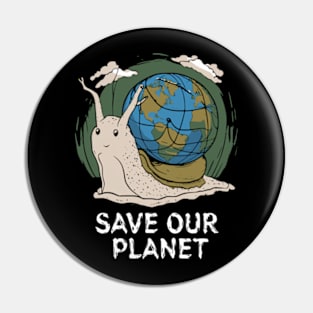 Snail Save Our Planet Cute Earth Day Boys Kids 2024 Pin