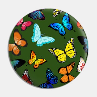 Colorful butterflies green background Pin