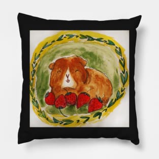 Guinea pig strawberries, summer, piggy, cavy Pillow