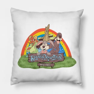 Vintage 80s Splash Mountain Rainbows Garden Pillow