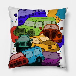 Colorful car in doodles art Pillow