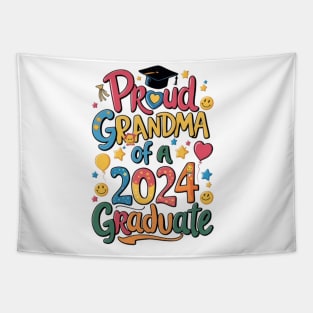 Proud Grandma of a 2024 Graduate Senior Class Graduation Shirts for Family Party Tapestry