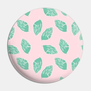 Pale Pink background and Green Leaves Pattern Pin