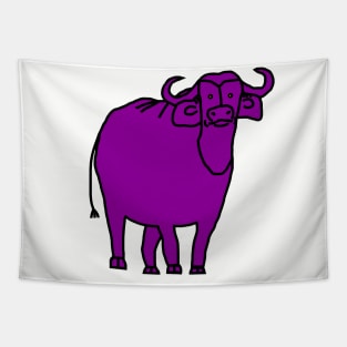 Purple Ox Line Drawing Tapestry