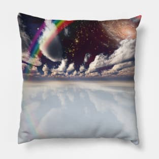 Rainbow over clouds Pillow