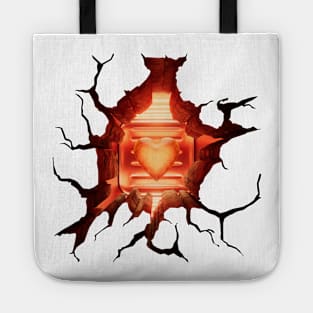 Burning Heart  Anamorphic Illusion Tote