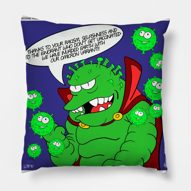 Omicron persei 8, the invasion not so easy of covid19 comic Pillow by jorge_lebeau