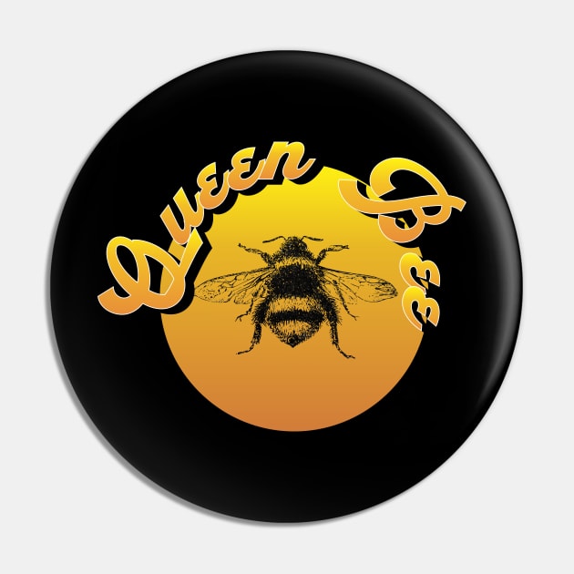 Retro 80s Tropical Sun Vaporwave Summer Queen Bee Pin by iZiets